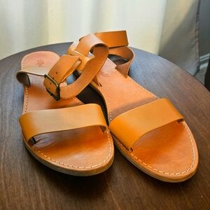 Madewell Leather Ankle Strap Minimalist Sandal, tan, womens 9